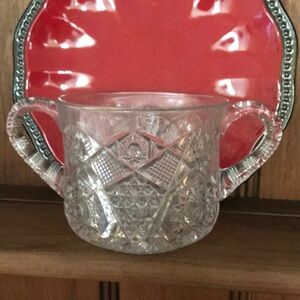 Elegant Clear Glass Sugar Bowl Vintage